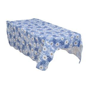 Blue Daisy Pattern Rectangle Tablecloth Cover Water Oil Proof 60x41 Inch